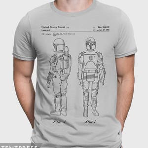 Boba Fett T-Shirt Gift For Star Wars Fan, Boba Fett Tee Star Wars Shirt, Starwars T-Shirt Gift For Him, Boba Fett Bounty Hunter Patent P379 image 4