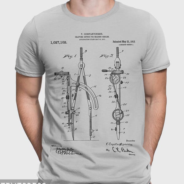 Cadeau t-shirt architecte pour étudiant en architecture, t-shirt dessin boussole pour ingénieur, idée cadeau t-shirt architecte pour mari, dessin P241
