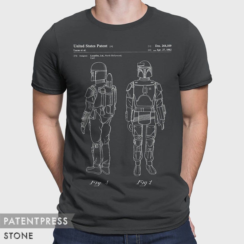 Boba Fett T-Shirt Gift For Star Wars Fan, Boba Fett Tee Star Wars Shirt, Starwars T-Shirt Gift For Him, Boba Fett Bounty Hunter Patent P379 image 3