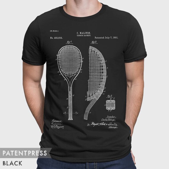 Vintage 1891 Tennis Racket Patent Drawing Gift T-Shirt Vintage 1891 Tennis Racket Patent Drawing Gift T-Shirt