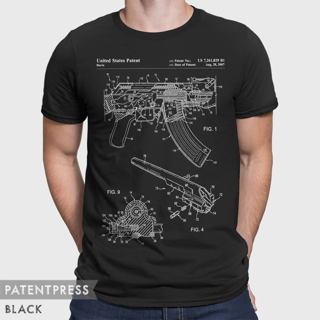 AK-47 T-shirt, Assault Rifle T Shirt, AK47 Patent Shirt