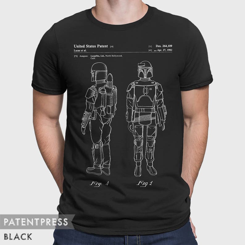 Boba Fett T-Shirt Gift For Star Wars Fan, Boba Fett Tee Star Wars Shirt, Starwars T-Shirt Gift For Him, Boba Fett Bounty Hunter Patent P379 image 7