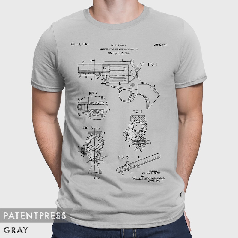 Ruger Revolver Firearm Patente Camiseta Regalo para amante de las armas, 2a enmienda, Regalo de armas para él, Camiseta armero, Entusiasta de las armas P203 imagen 3
