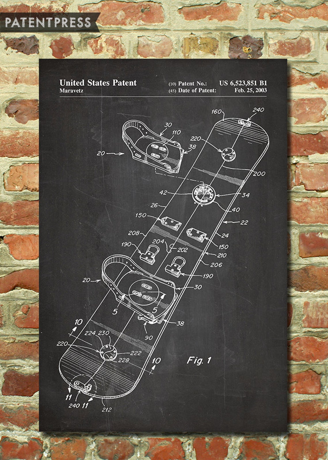 Snowboard Art Snowboard Decor Mens Snowboard Gift for Etsy