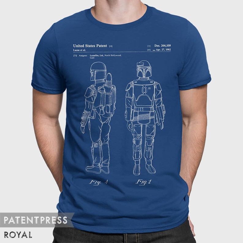 Boba Fett T-Shirt Gift For Star Wars Fan, Boba Fett Tee Star Wars Shirt, Starwars T-Shirt Gift For Him, Boba Fett Bounty Hunter Patent P379 image 1