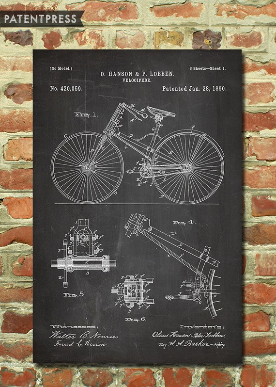 Bike Art Print Mens Gift Bicycle Poster Wall