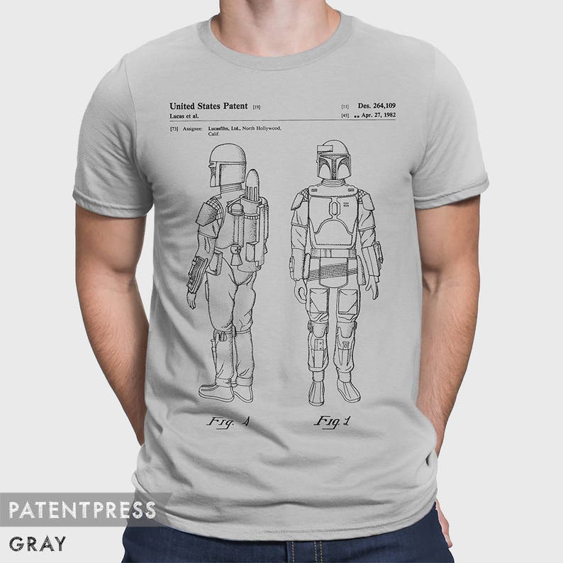 Boba Fett T-Shirt Gift For Star Wars Fan, Boba Fett Tee Star Wars Shirt, Starwars T-Shirt Gift For Him, Boba Fett Bounty Hunter Patent P379 image 4