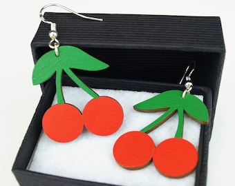 Watermelon earrings - Wood and stainless steel - Fashion trend summer fruit - woman mother teacher gift