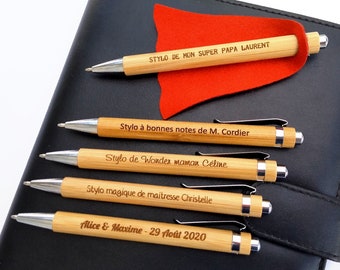 Personalized engraving wood ballpoint pen - Your TEXT - original gift for Father's Day mothers mistress master ATSEM