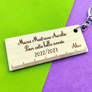 Keyring YOUR TEXT personalized wooden - Gift Thank you Mistress Atsem nanny kindergarten end year