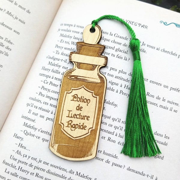 Wood bookmark magic potion quick reading - personalized TEXT - fantastic magic universe with wizards!