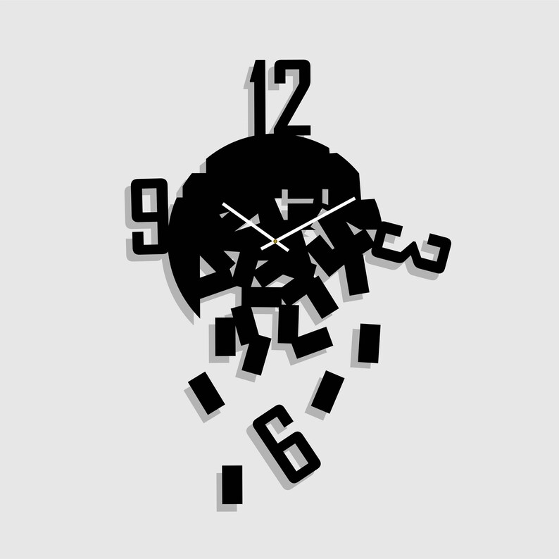 Horloge Murale Design Fragment Noire Blanche Verte Bois Etsy