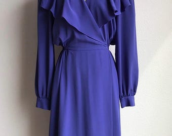 Vintage Pierre Cardin Ruffle Dress: 1980s Does 40s Style
