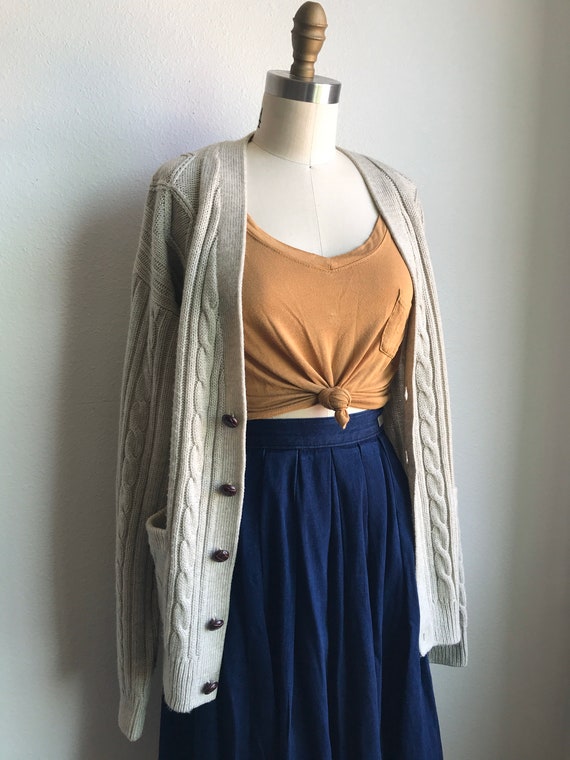 Chunky Fisherman’s Cable-Knit Cardigan Sweater |Ov