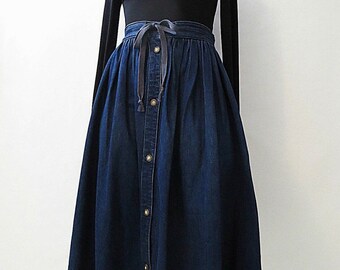 Rare Vintage Calvin Klein 90s 1990s Jeans Skirt | Denim Button Up Midi Skirt | Denim Knee Length Skirt | 1980 80s Skirt | Made in Japan S-M