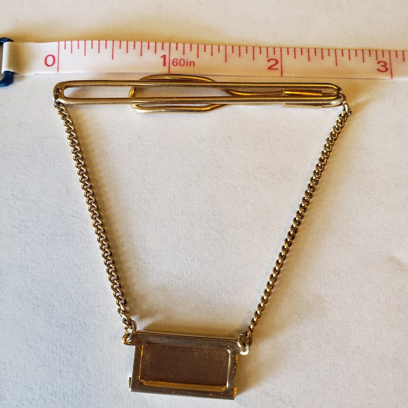 Vintage Swank Tie Bar With Chain and Dangling Initial or - Etsy