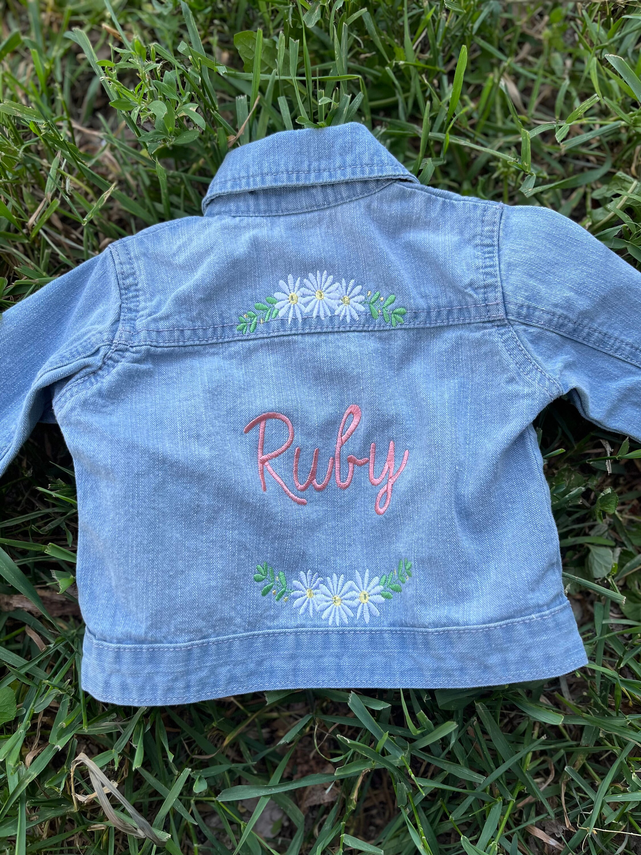 Custom Glitter Monogram Baby or Toddler Denim Jacket - Vintage Wash –  itsmypartykids