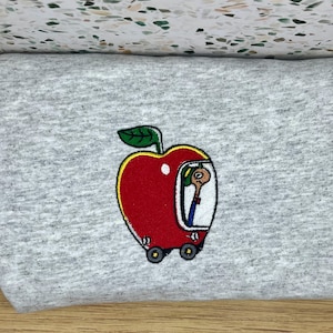 Lowly Worm Apple Car Embroidered Sweatshirt