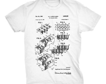 Lego Brick Patent Lego Lego Soft Ringspun  Cotton Tee Sizes Available in Black, White, Red, or
