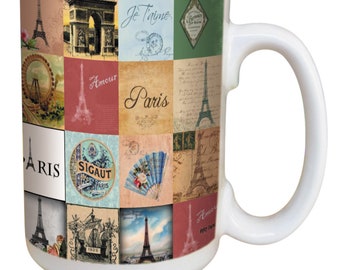 Paris Coffee Mug Large 15 Ounce Ceramic Mug