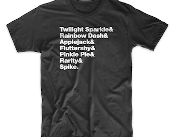 My Little Pony Shirt. On Black, White, Gray or Red Soft Cotton Shirt. Rainbow Dash, Twilight Sparkle, Applejack, Fluttershy, Pinkie Pie ...
