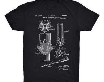 Screwdriver Patent T-Shirt. Mechanic Shirt. Gift. Tools. Ringspun Cotton Tee. Unisex. Sizes S-3X. Available in Black, Red, White, or Gray.