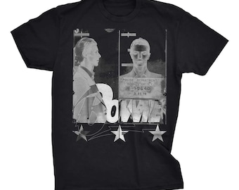 David Bowie Star T-Shirt. David Bowie Shirt 1975 Mugshot. Music T-shirt. Graphic Tee. Gift idea. Gift for him. Gift for her. Cotton Soft Tee