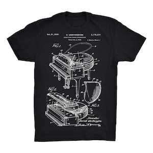 Piano Patent T-Shirt On Black, Red, White or Gray - 100% Soft Premium Cotton T-Shirt - Soft and Comfy Tee