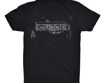 Flying Machine T-Shirt. Wright Brothers Patent T-Shirt. Airplane Patent Tee. Flying Machine Blueprint. Printed on Soft Cotton Tee, Comfy.