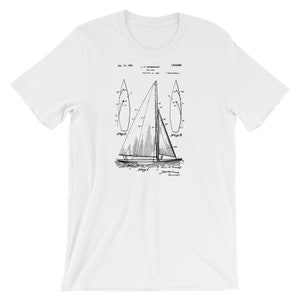 Sailboat Patent T-Shirt. Sailing Shirt - Sailing Gift - Patent Art - Available on Black Red White or Gray Premium Cotton Tee.