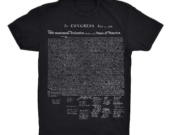 Declaration of Independence T-Shirt. Founding Fathers. History. Hamilton. America. USA. July 4th. 4th of July.  U.S. History. Gift