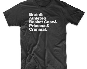 Breakfast Club T-Shirt. On Black, White, Gray or Red Soft Cotton Shirt. 80's Movie Shirt.