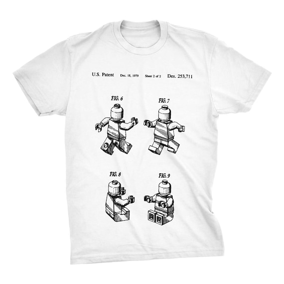 Lego Man Patent T-shirt. Lego Patent. Lego Blueprint. Soft