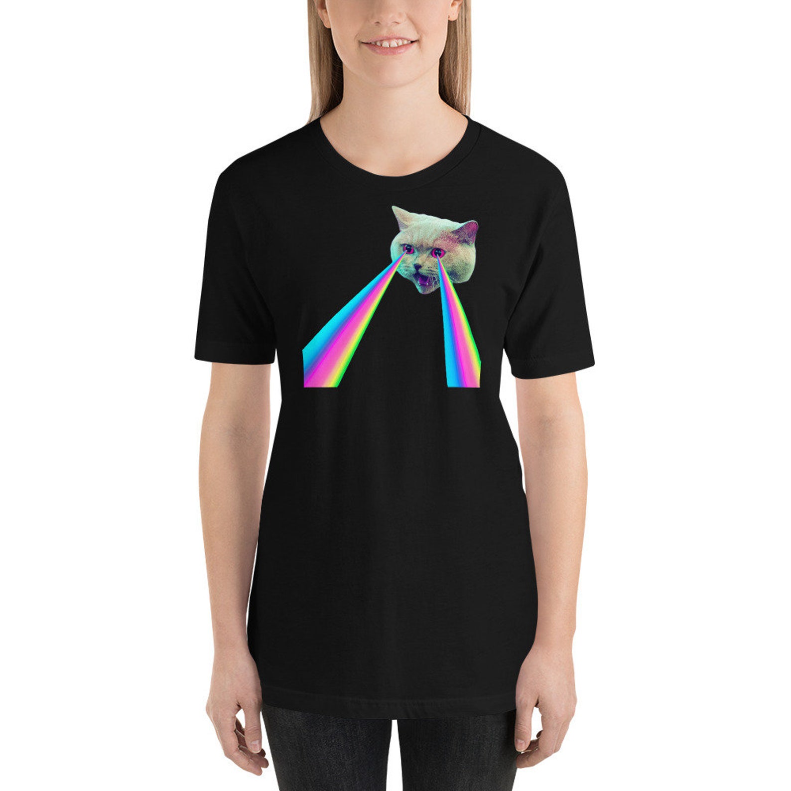 Laser Cat Tshirt. Premium Soft Cotton Tee. Comfy Etsy