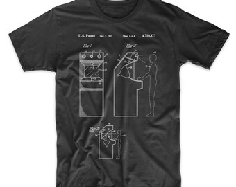 Arcade Game Patent T-Shirt. Video Game Tee. Gamer Shirt, Gift for Him. Gift for Her.  Unisex. Sizes S-4X. Black, Red, White, or Gray.
