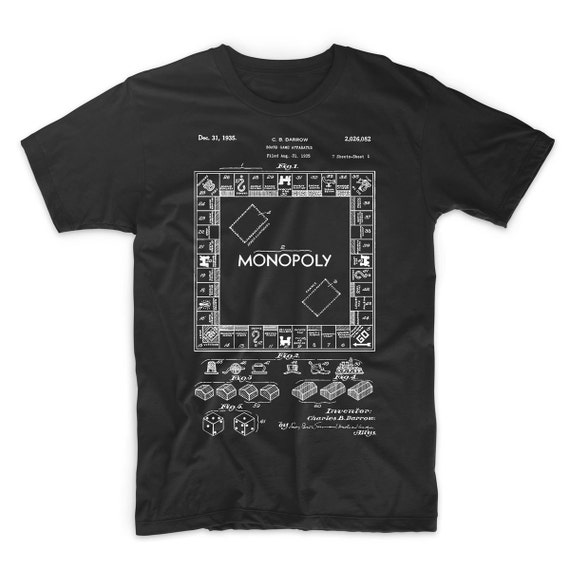 Monopoly Patent T shirt. Monopoly Board Game Shirt. Printed on Soft Cotton Tee Comfy. Gift Idea. Monopoly Blueprint T shirt. Cool T shirt. Etsy