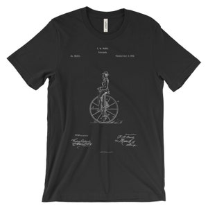 Unicycle Patent T-Shirt. Unicycle Shirt Clothing Tee, Unicycle Gift , Bike Gift,  Unisex Soft Cotton. Black, White, Red or Gray.