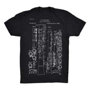 Oboe Patent T-Shirt On Black, Red, White or Gray - 100% Soft Premium Cotton T-Shirt - Soft and Comfy Tee