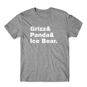 We Bare Bears Youth T-Shirt. On Black or Gray Soft Cotton Shirt for kids. Grizz, Panda, and Ice Bear. Comfy!