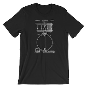 Snare Drum Patent-t-shirt - Trommel-Shirt - Trommel Geschenk - Trommeln-Shirt-Patent-Kunst - Musik Shirt-auf schwarz rot weiß oder grau Premium T-Shirt aus Baumwolle.