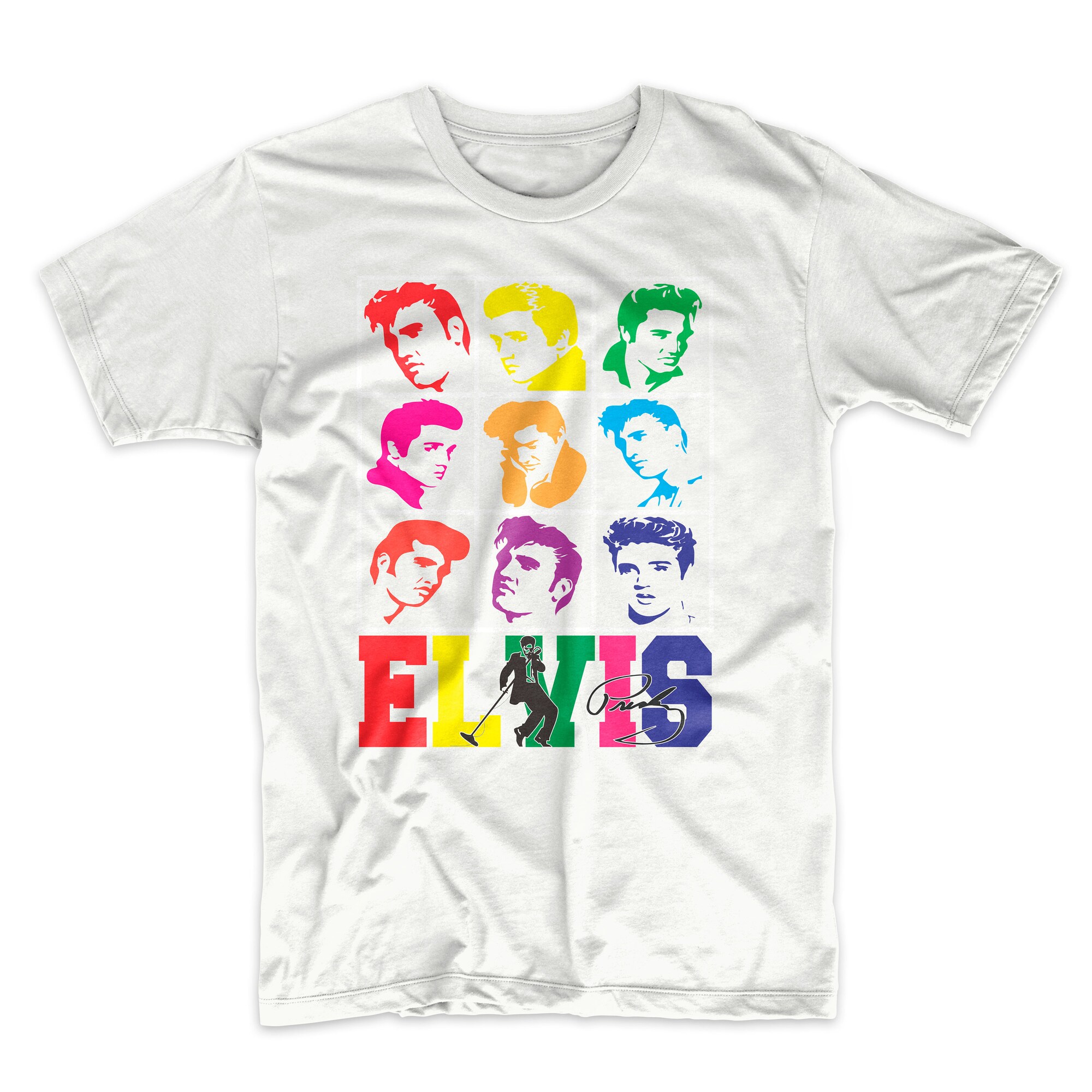 Elvis Presley T-Shirt on Black or White Premium Soft Cotton Tee. The King of Rock and Roll