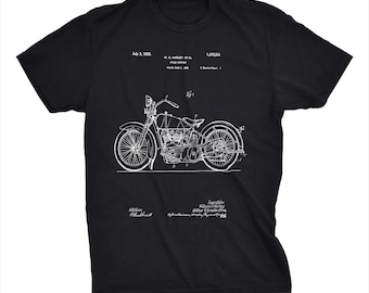 Harley Davidson Patent T-Shirt. Motorcycle Patent Tee. Harley T-Shirt. Harley Blueprint T-Shirt.  Available in White, Black, Red, or Gray.