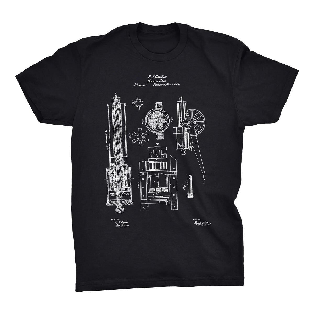 Machine Gun Patent T-shirt. Gatling Gun Blueprint Tee. Printed | Etsy