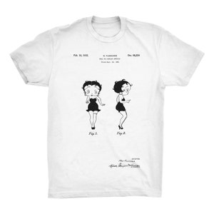Betty Boop Patent T-Shirt. Betty Boop Shirt Clothing Tee. Patent Art. Gift for her. Unisex. Sizes S-4X. Black, Red, White, or Gray.