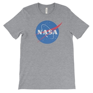 NASA T-Shirt Soft Cotton Tee. NASA Logo. Astronaut. National Aeronautics & Space Administration. Space Travel.  Black White or Gray. Comfy
