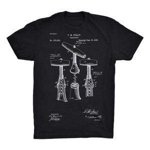 Corkscrew Patent T-Shirt On Black, Red, White or Gray - 100% Soft Premium Cotton T-Shirt - Soft and Comfy Tee
