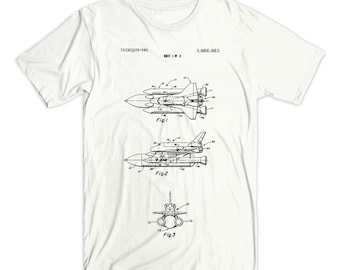 Space Shuttle Patent T-Shirt. Available on Black, White, Red, or Gray Tee. Spaceship. Blueprint. Astronaut. Space.  Soft Cotton Tee. Comfy.
