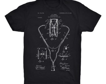 Skeleton Patent T-shirt on Black Red White or Gray 100% - Etsy