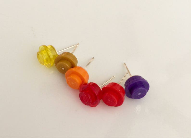 studs built of Lego\u00ae bricks Brick earrings