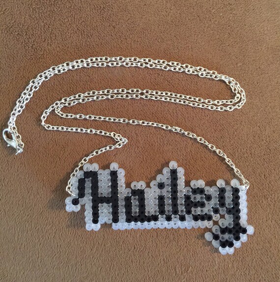 Personalized name necklace custom perler bead jewelry Etsy